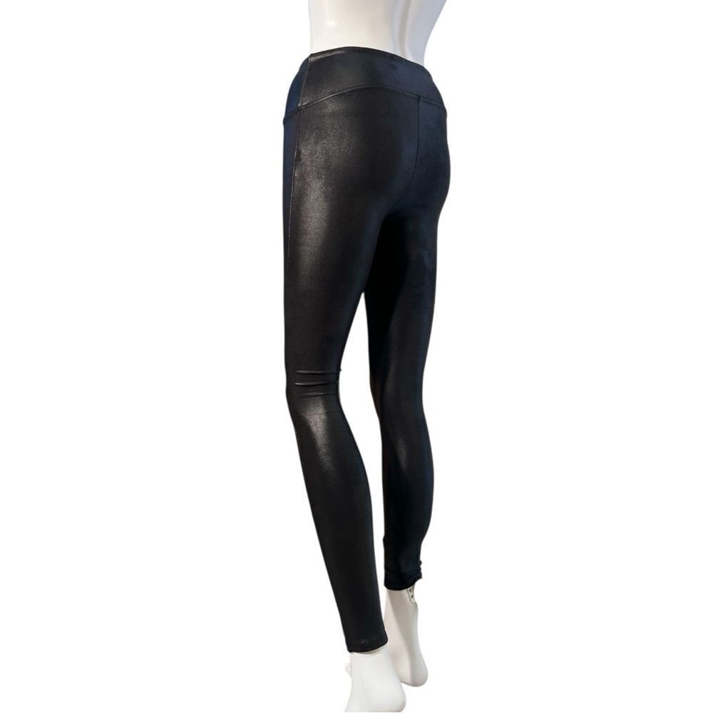 SPANX Black Faux Leather Leggings (PETITE)